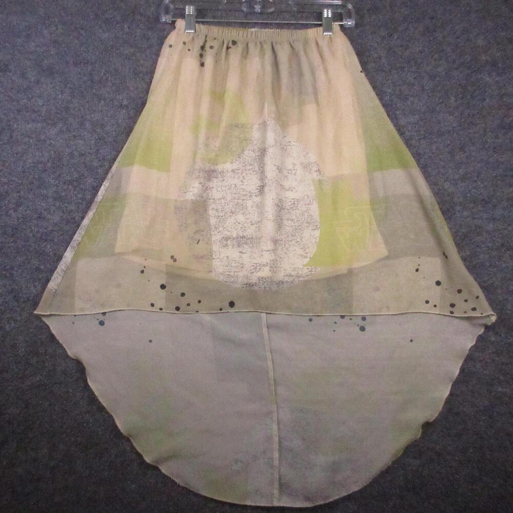 Disney Parks Skirt Womens XS Beige Star Wars Yoda High Low Chiffon A Line